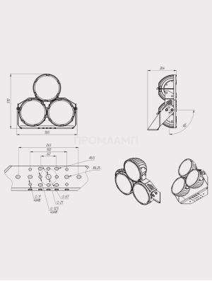 Размеры светильника FHB 16-450-740-D60